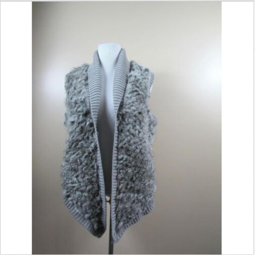 Haute Hippie Wool Rabbit Fur Trimmed Sweater Vest